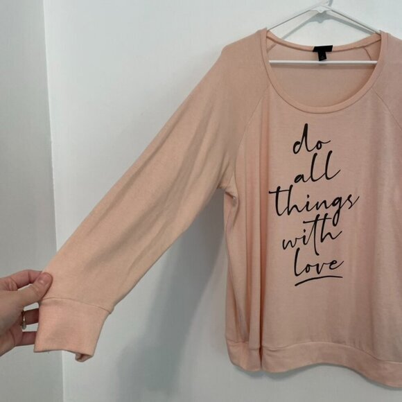 TORRID 1 Plus Size With Love Light Pink Hacci Raglan Sweatshirt Graphic Pullover - Picture 8 of 16